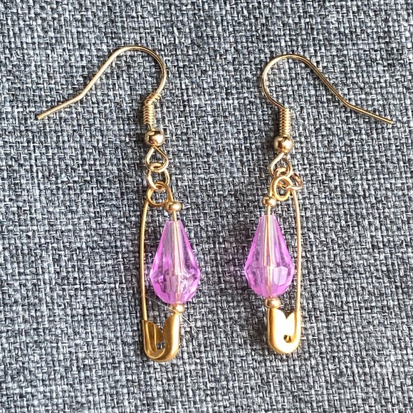 Eight Metal Beaded Gold Silver Dangle Earrings Unique Aesthetic Jewelry - Picture 2 of 9